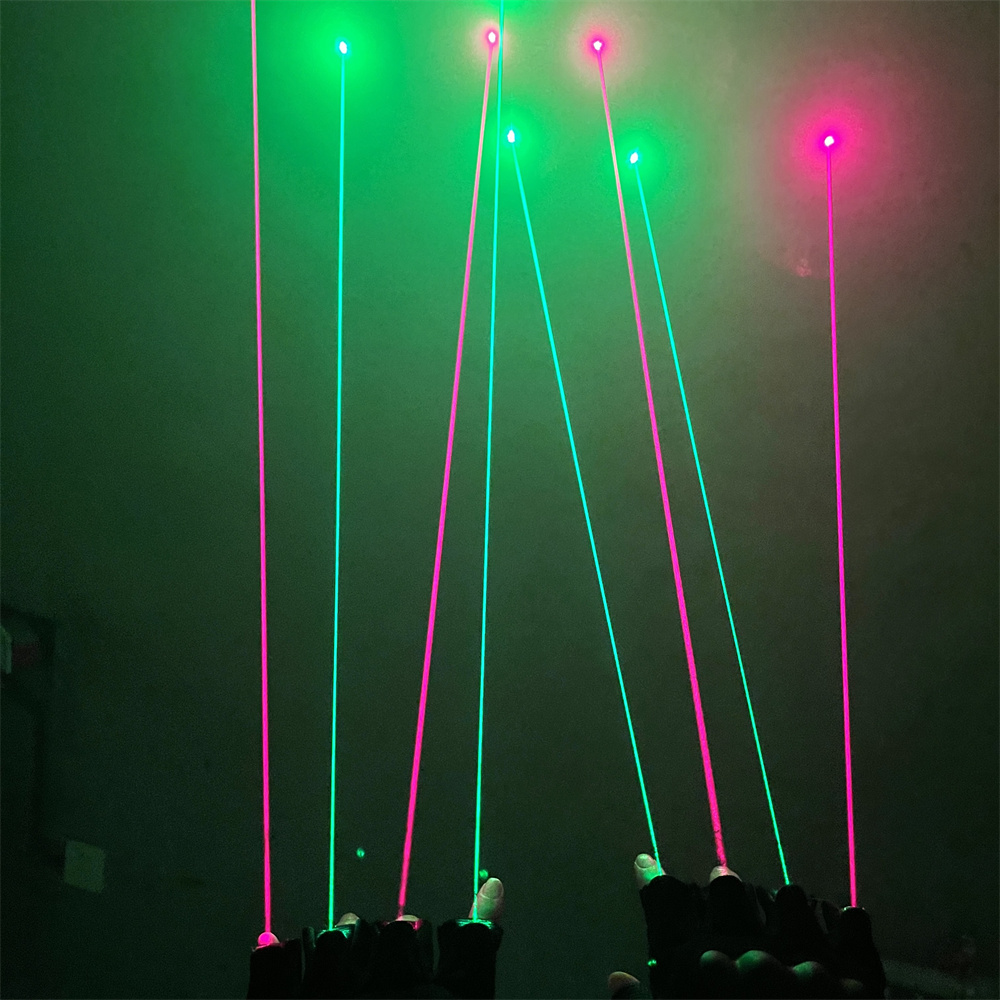 Led Gloves Music - Magicool RG 4-Laser-Handschuhe, Brillenpaar, blinkendes Tanz-LED-Partylicht,