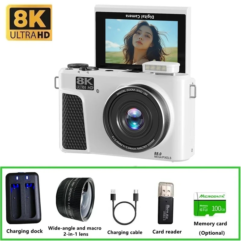 Electronics Home Gadgets - WD300 8K Digitalkamera 88MP Video-Log-Kamera, geeignet