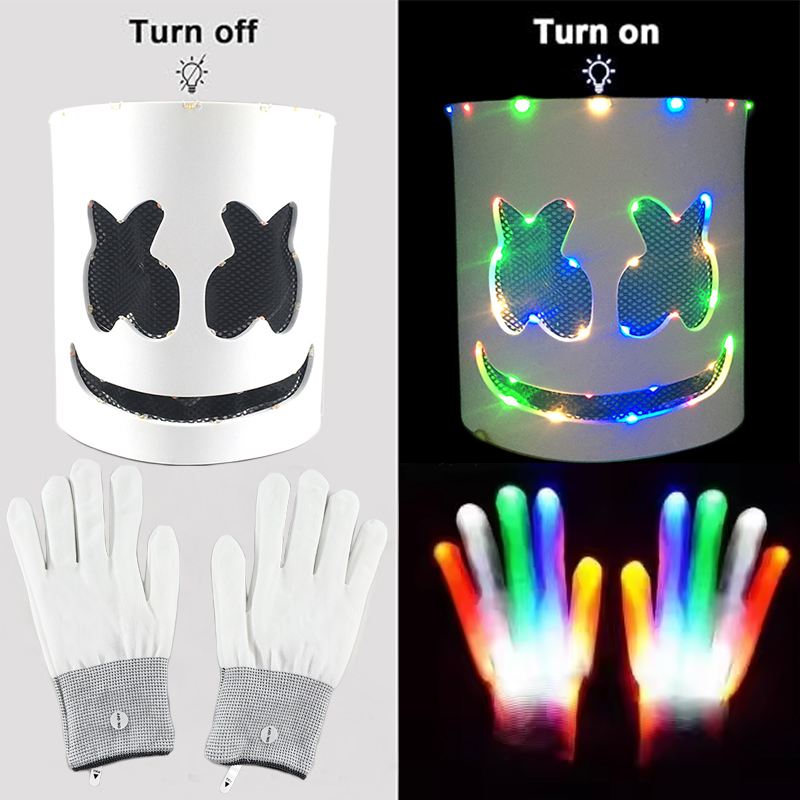 Led Gloves Music - Led leuchtende Maske und Handschuhe DJ