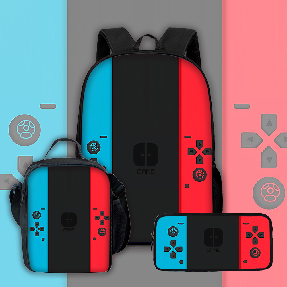 Handheld Game Console - Spielkonsolen-Schulrucksack für Kinder mit Lunch-Taschen, Federmäppchen,